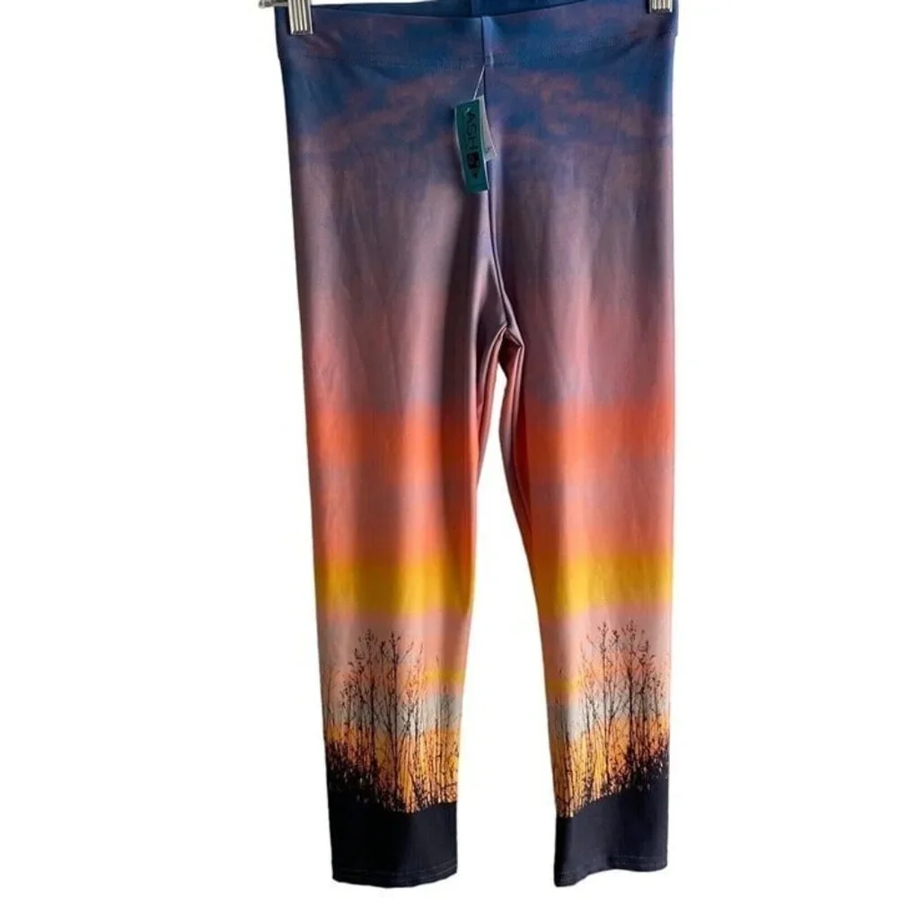 Women's Leggings Size S Ash Photo Design Graphic Art Sunset - Picture 2 of 10